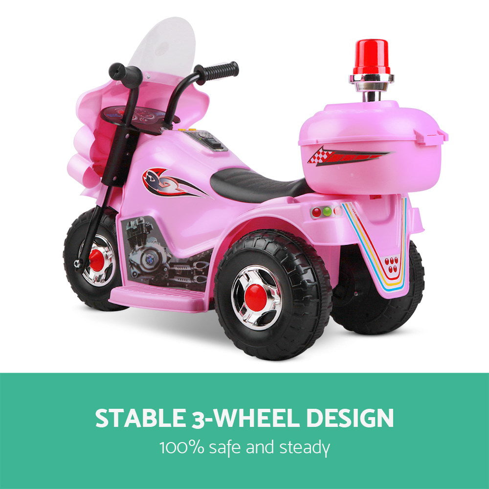 Rigo Kids Electric Ride On Police Motorcycle Motorbike 6V Battery Pink