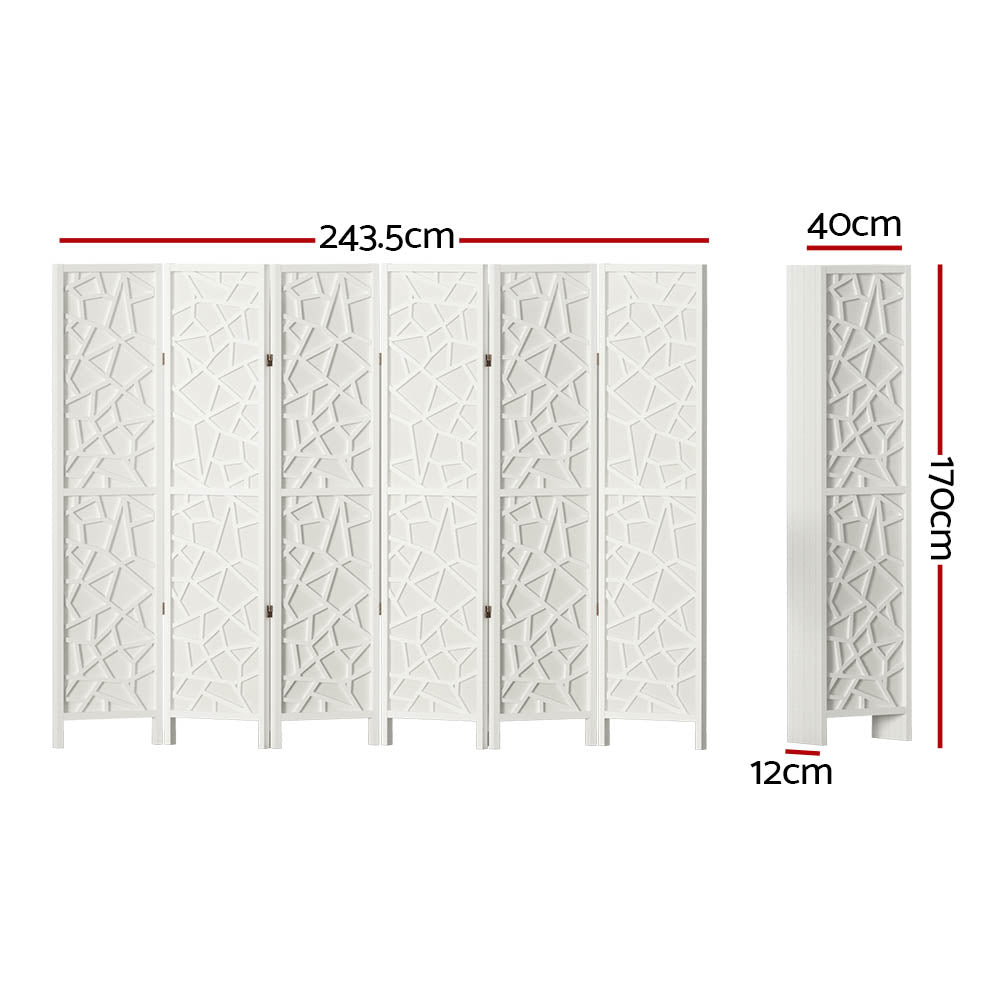 Artiss 6 Panel Room Divider Screen 244x170cm Clover White