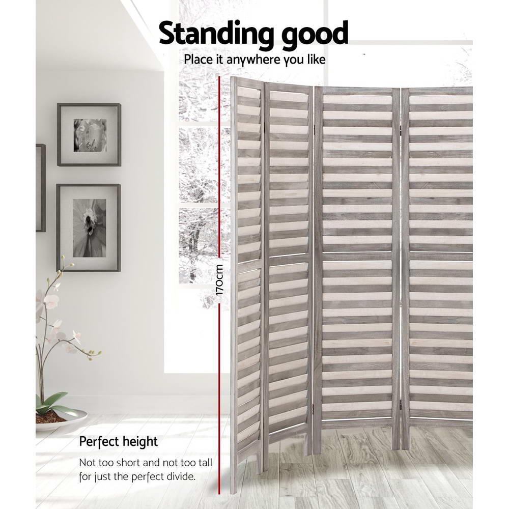 Artiss 8 Panel Room Divider Screen 326x170cm Louver Grey