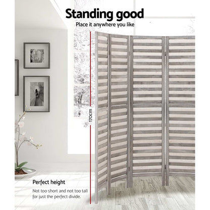 Artiss 8 Panel Room Divider Screen 326x170cm Louver Grey