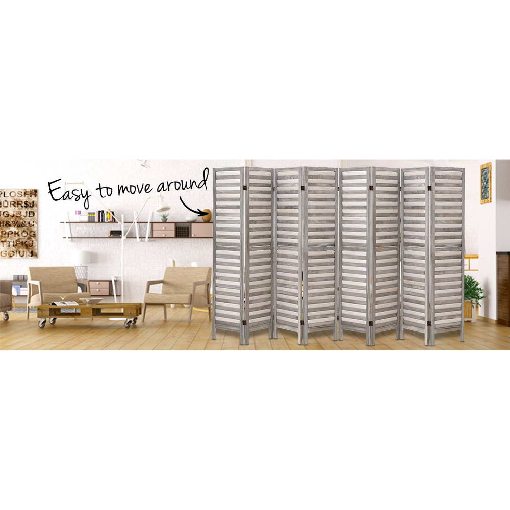 Artiss 8 Panel Room Divider Screen 326x170cm Louver Grey