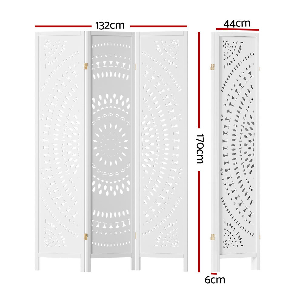 Artiss 3 Panel Room Divider Screen 132x170cm Circle White