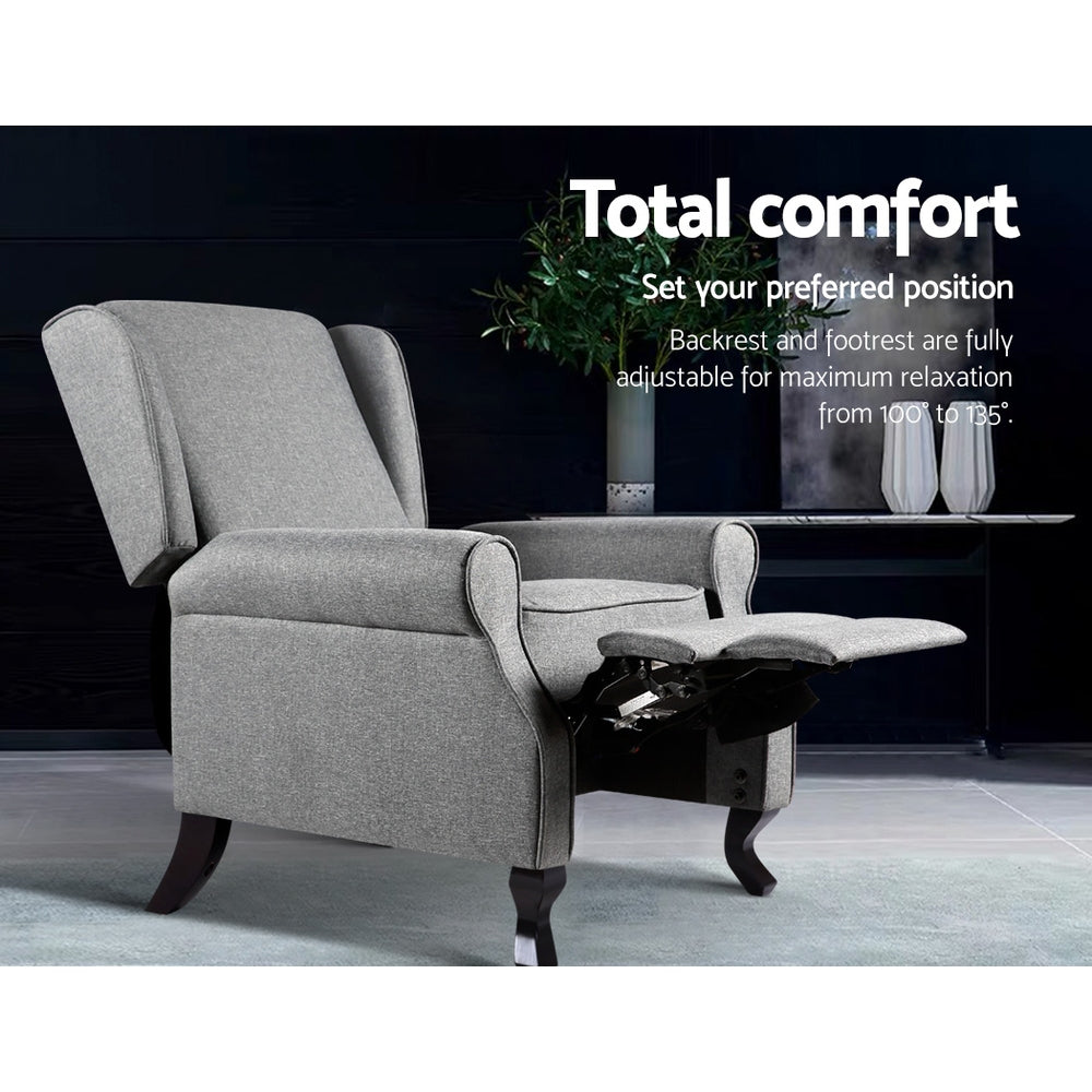 Artiss Recliner Armchair Grey Fabric Domini