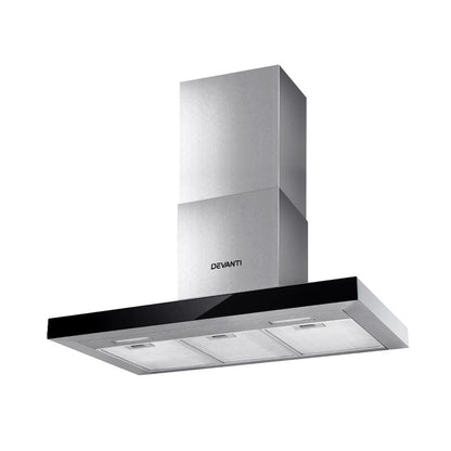 Devanti 900mm Range Hood 90cm Rangehood Glass Stainless Steel