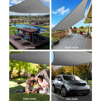 Instahut Shade Sail 4x5m Rectangle 280GSM 98% Grey Shade Cloth