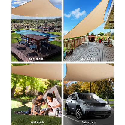 Instahut Shade Sail 5x5m Square 280GSM 98% Sand Shade Cloth