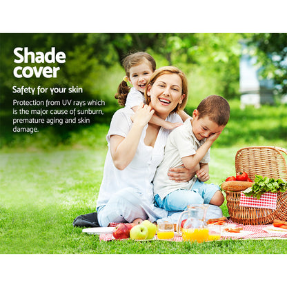 Instahut Shade Sail 2x4m Rectangle 185GSM 95% Sand Shade Cloth