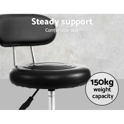 Artiss Salon Stool Swivel Chair Backrest Black