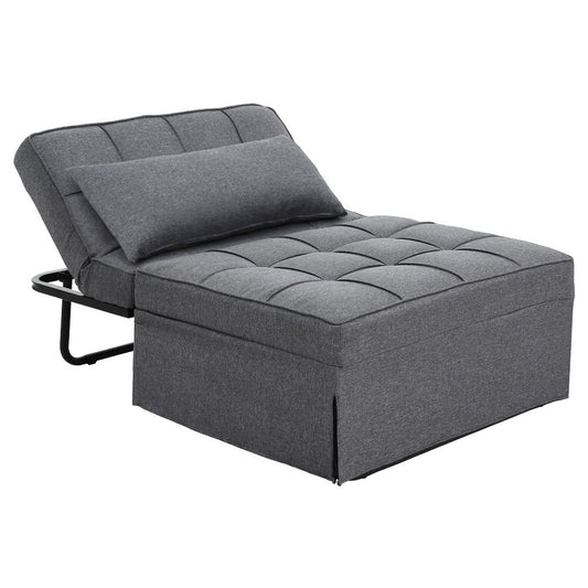 Artiss Sofa Bed Ottoman Pillow Folding Linen Grey Siyi