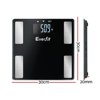 Everfit Body Fat Bathroom Scale Weighing Wireless Bluetooth Gym 180KG