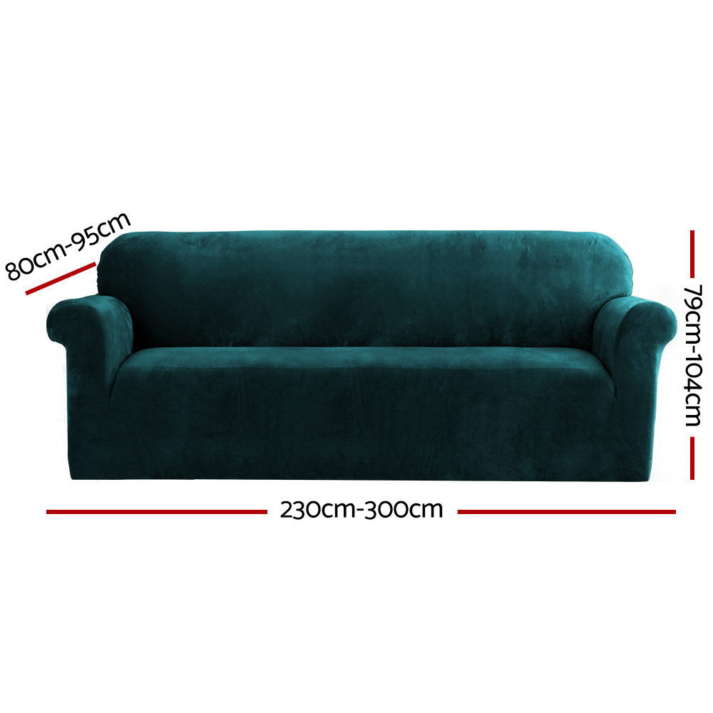 Artiss Sofa Cover Couch Covers 4 Seater Velvet Agate Green