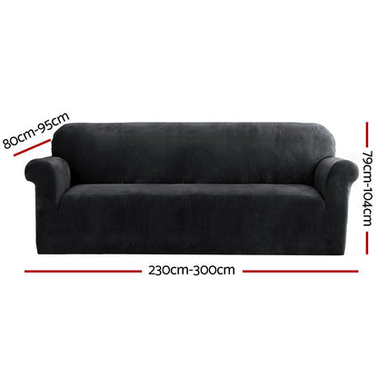 Artiss Sofa Cover Couch Covers 4 Seater Velvet Black