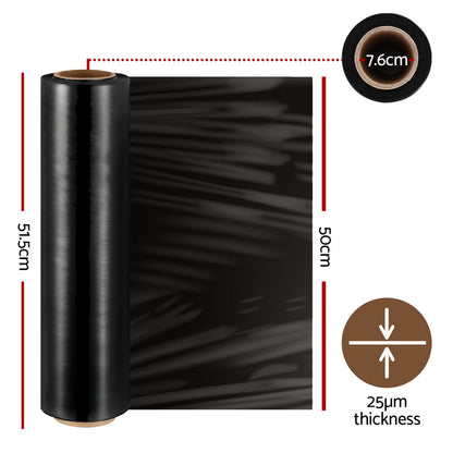 500mm x 400m Stretch Film Pallet Shrink Wrap 2 Rolls Package Use Plastic Black