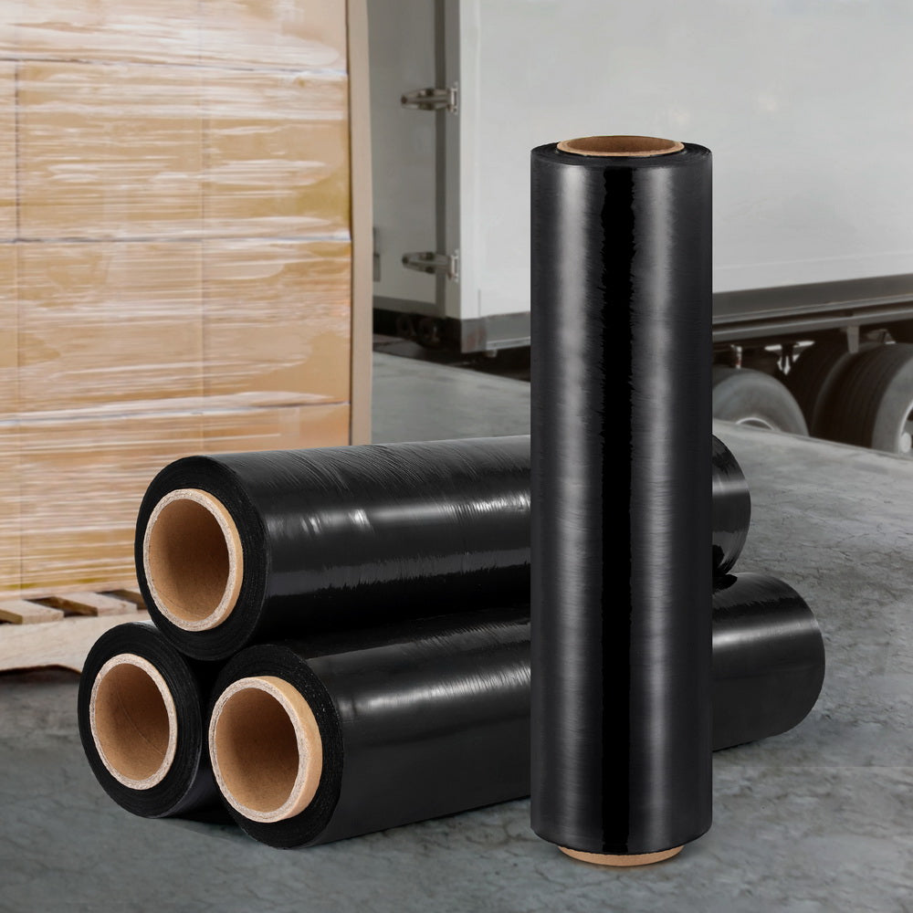 500mm x 400m Stretch Film Pallet Shrink Wrap 4 Rolls Package Use Plastic Black