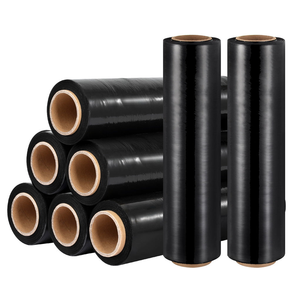 500mm x 400m Stretch Film Pallet Shrink Wrap 8 Rolls Package Use Plastic Black