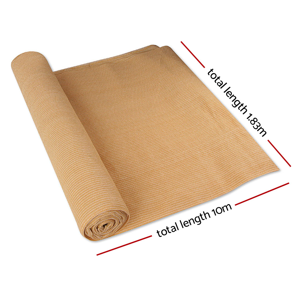 Instahut 50% Shade Cloth 1.83x10m Shadecloth Sail Hevy Duty Beige