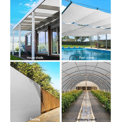 Instahut 50% Shade Cloth 1.83x10m Shadecloth Wide Heavy Duty White