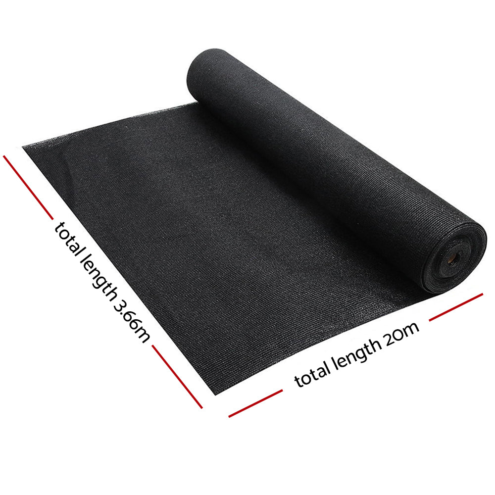 Instahut 50% Shade Cloth 3.66x20m Shadecloth Sail Heavy Duty Black