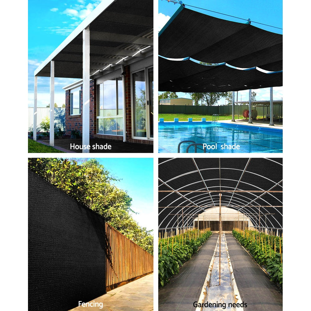 Instahut 50% Shade Cloth 3.66x20m Shadecloth Sail Heavy Duty Black