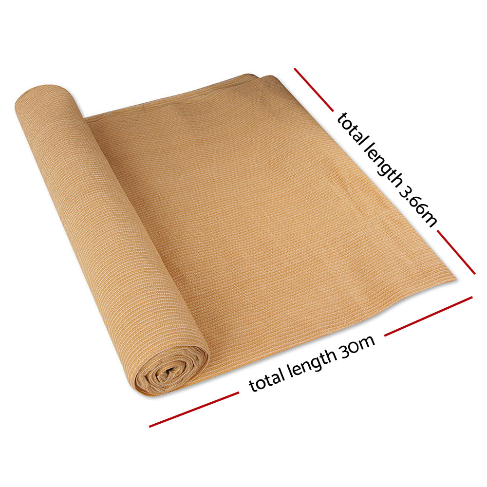 Instahut 70% Shade Cloth 3.66x30m Shadecloth Sail Heavy Duty Beige