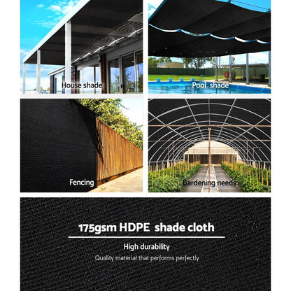 Instahut 70% Shade Cloth 3.66x30m Shadecloth Sail Heavy Duty Black