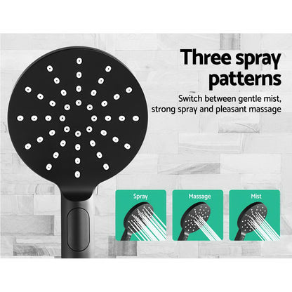 Cefito 9'' Rain Shower Head Set Handheld Round High Pressure Twins Tap Black