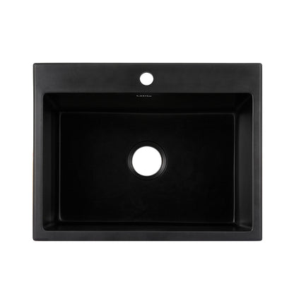 Cefito Kitchen Sink Granite Stone Sinks Basin Single Bowl Black 600mmx470mm