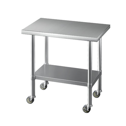 Cefito Stainless Steel Kitchen Benches Work Bench Wheels 91X61CM 430