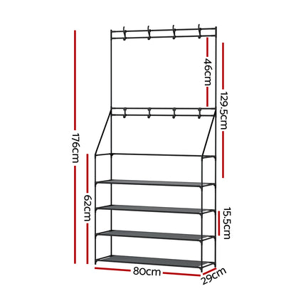 Artiss Shoe Rack Hall Tree 16 Pairs Black