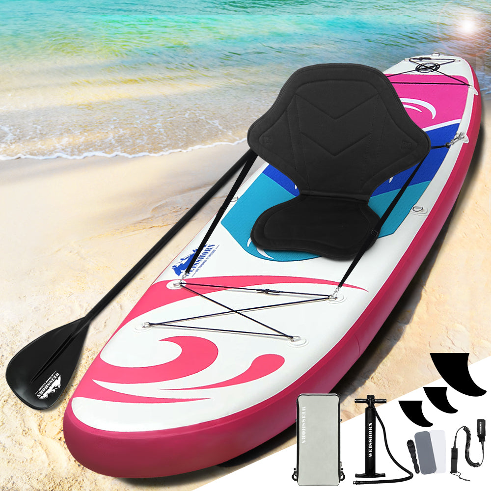 Weisshorn Stand Up Paddle Board 11ft Inflatable SUP Surfboard Paddleboard Kayak Surf Pink