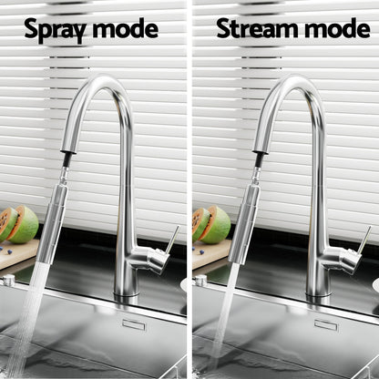 Kitchen Mixer Tap Pull Out Round 2 Mode Sink Basin Faucet Swivel WELS Chrome