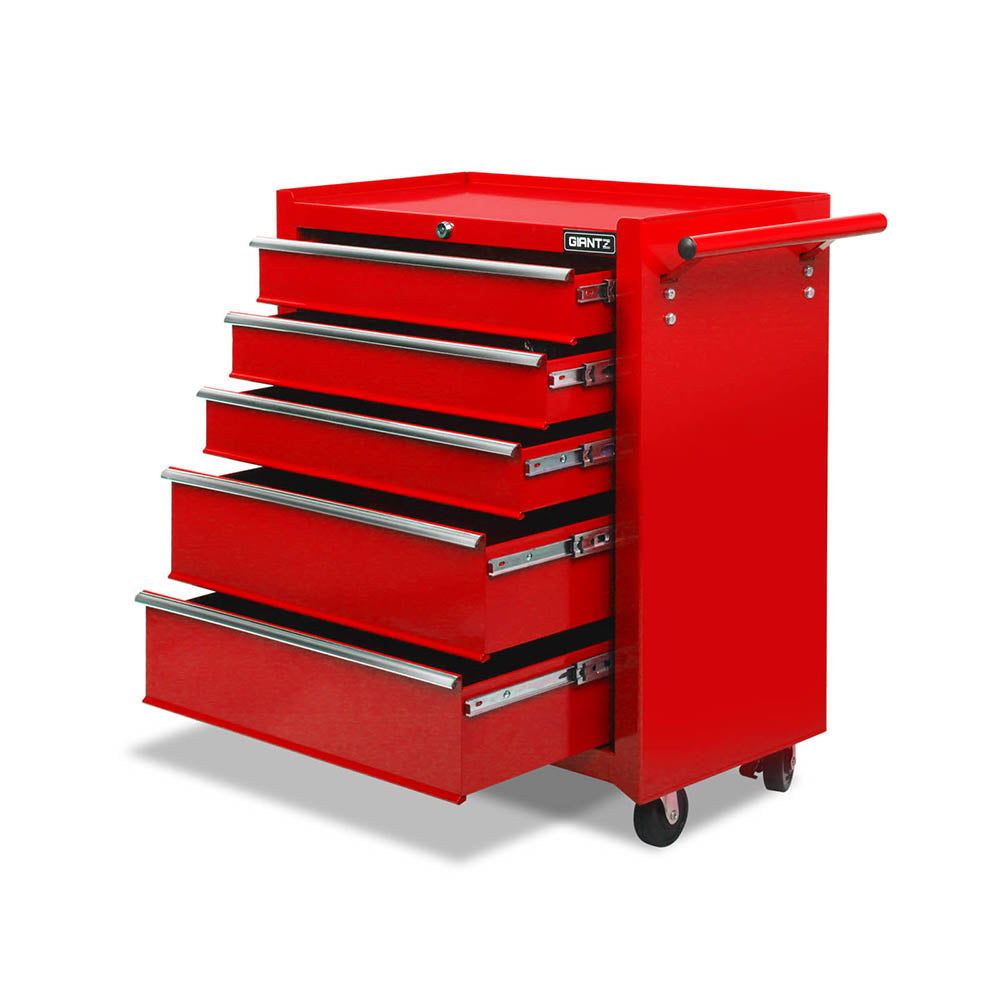 Giantz 5 Drawer Tool Box Cabinet Chest Trolley Box Garage Storage Toolbox Red