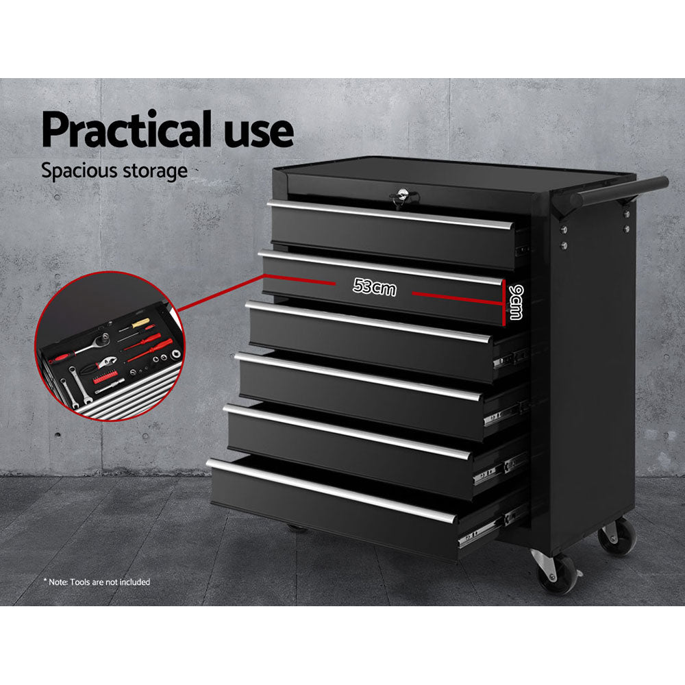 Giantz 6 Drawer Tool Box Cabinet Chest Trolley Cart Garage Toolbox Storage