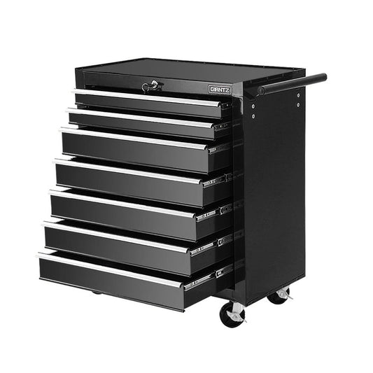 Giantz 7 Drawer Tool Box Cabinet Chest Trolley Storage Garage Toolbox Black