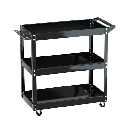 Giantz 3-Tier Tool Cart Trolley Workshop Garage Storage Organizer Black