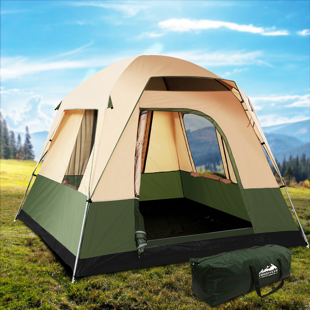 Weisshorn Family Camping Tent 4 Person Hiking Beach Tents Green