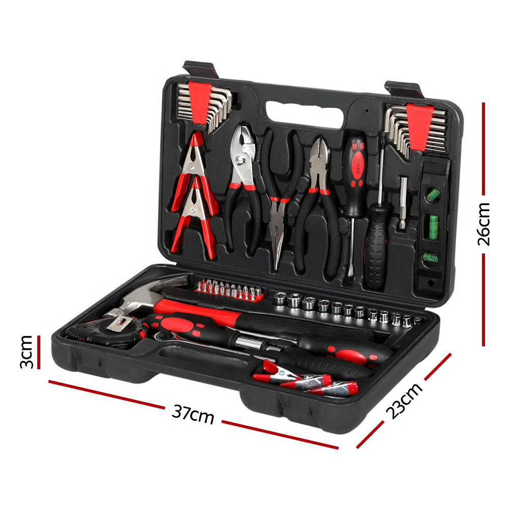 Giantz 70pcs Tool Kit Set Box Household Toolbox Repair Hard Case Black