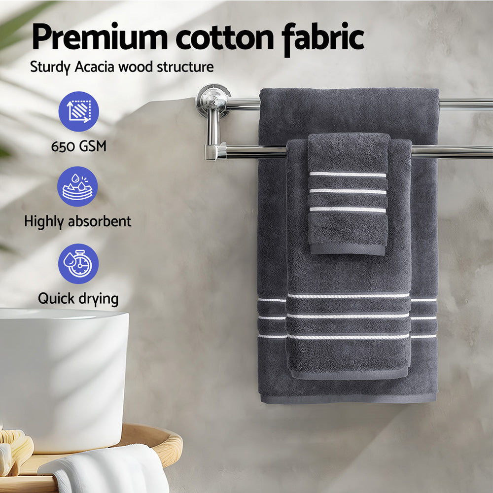 6 Pack Bath Towels Set Cotton Towel Grey