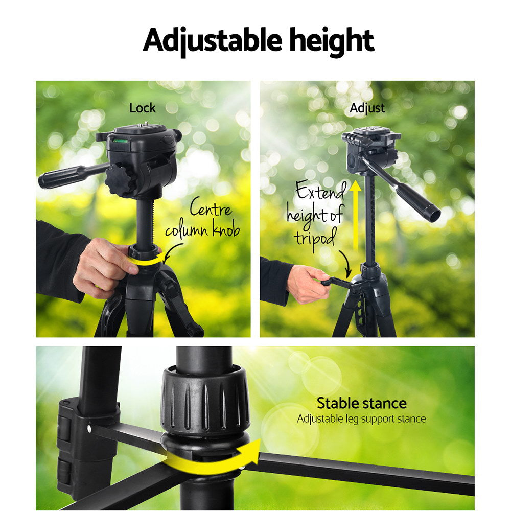 Weifeng Professional Camera Tripod Stand Mount DSLR Travel Adjustable 62-160cm Black