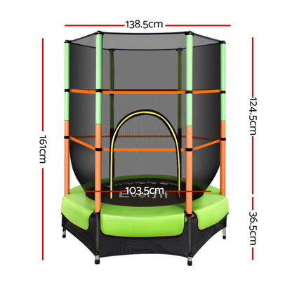 Everfit 4.5FT Trampoline for Kids w/ Enclosure Safety Net Rebounder Gift Green