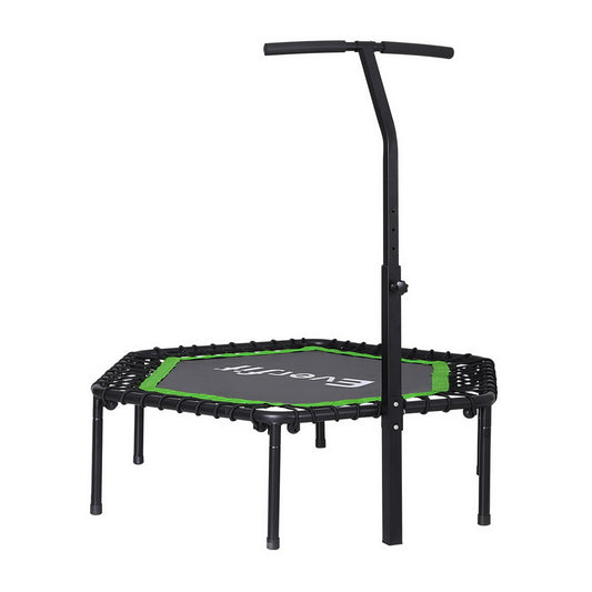 Everfit 48inch Hexagon Fitness Trampoline Rebounder Adjustable Handrail Green