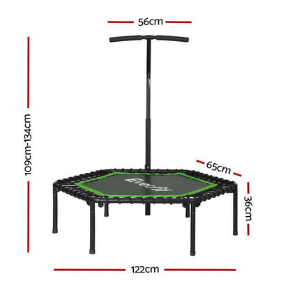 Everfit 48inch Hexagon Fitness Trampoline Rebounder Adjustable Handrail Green