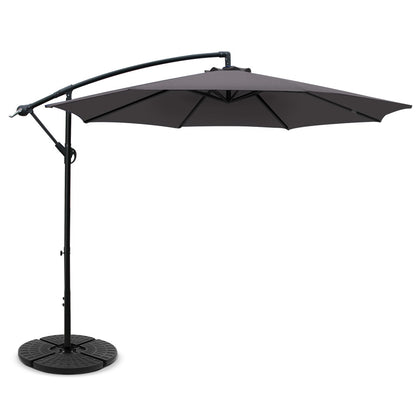 Instahut 3m Outdoor Umbrella w/Base Cantilever Beach Garden Patio Charcoal