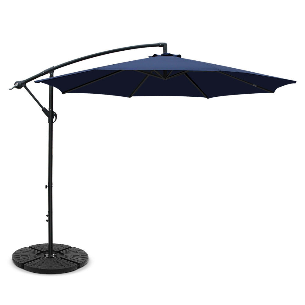 Instahut 3m Outdoor Umbrella w/Base Cantilever Beach Garden Patio Navy