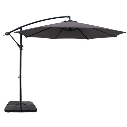 Instahut 3m Umbrella w/Base Outdoor Cantilever Beach Garden Patio Parasol Charcoal