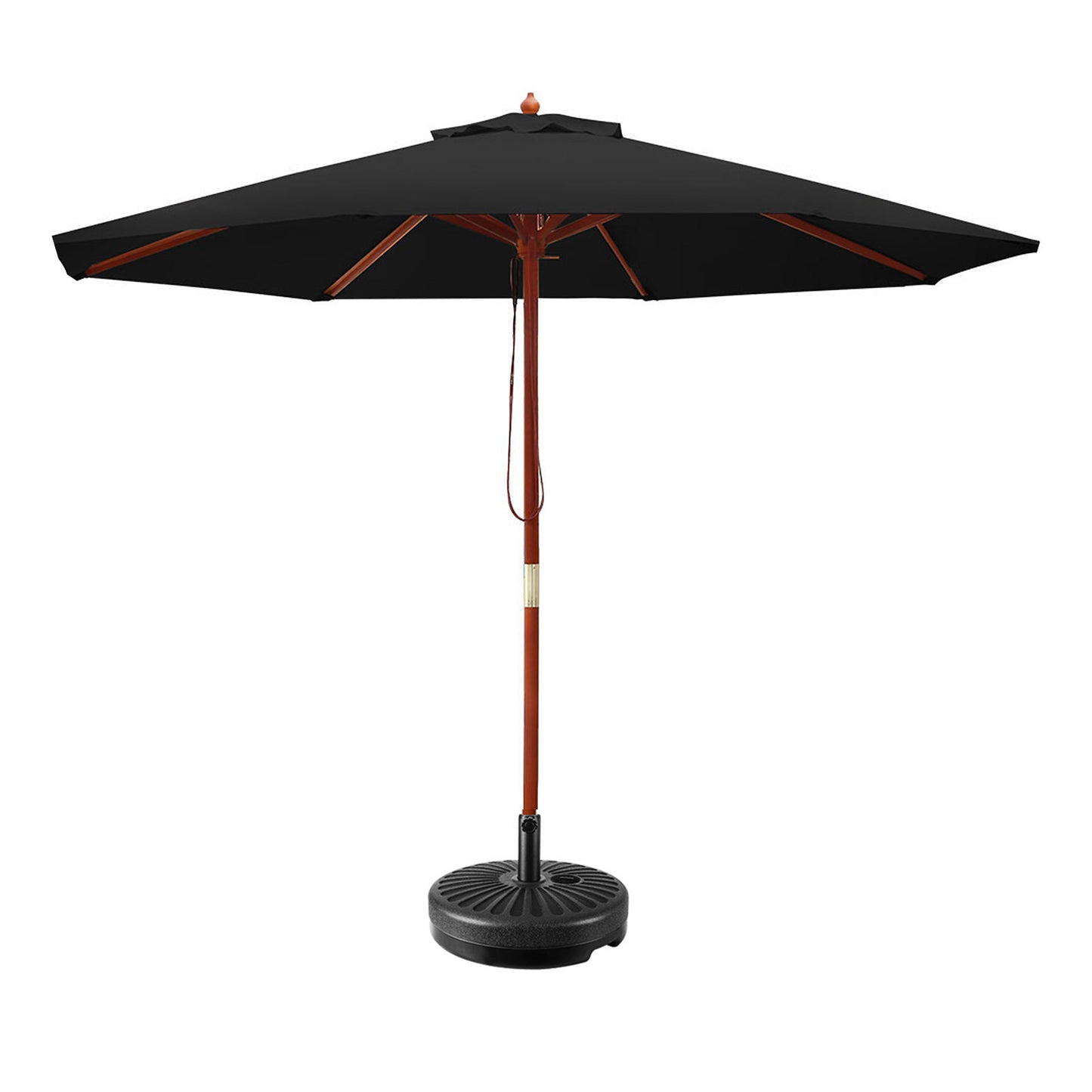 Instahut 2.7m Outdoor Umbrella w/Base Pole Umbrellas Garden Sun Stand Deck Black