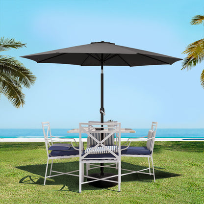 Instahut Outdoor Umbrella 2.7m Base Beach Pole Garden Tilt Sun Patio UV Black