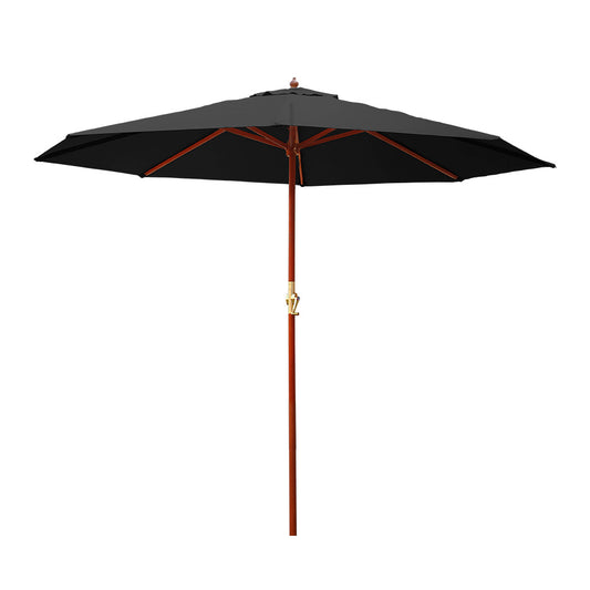 Instahut 3m Outdoor Umbrella Pole Umbrellas Beach Garden Sun Stand Patio Black