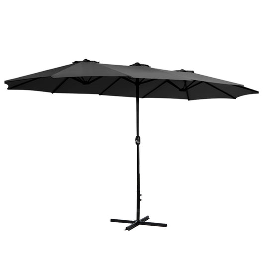 Instahut 4.57m Outdoor Umbrella Beach Pole Garden Tilt Black