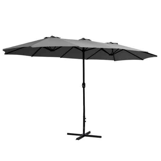 Instahut 4.57m Outdoor Umbrella Beach Pole Garden Tilt Charcoal